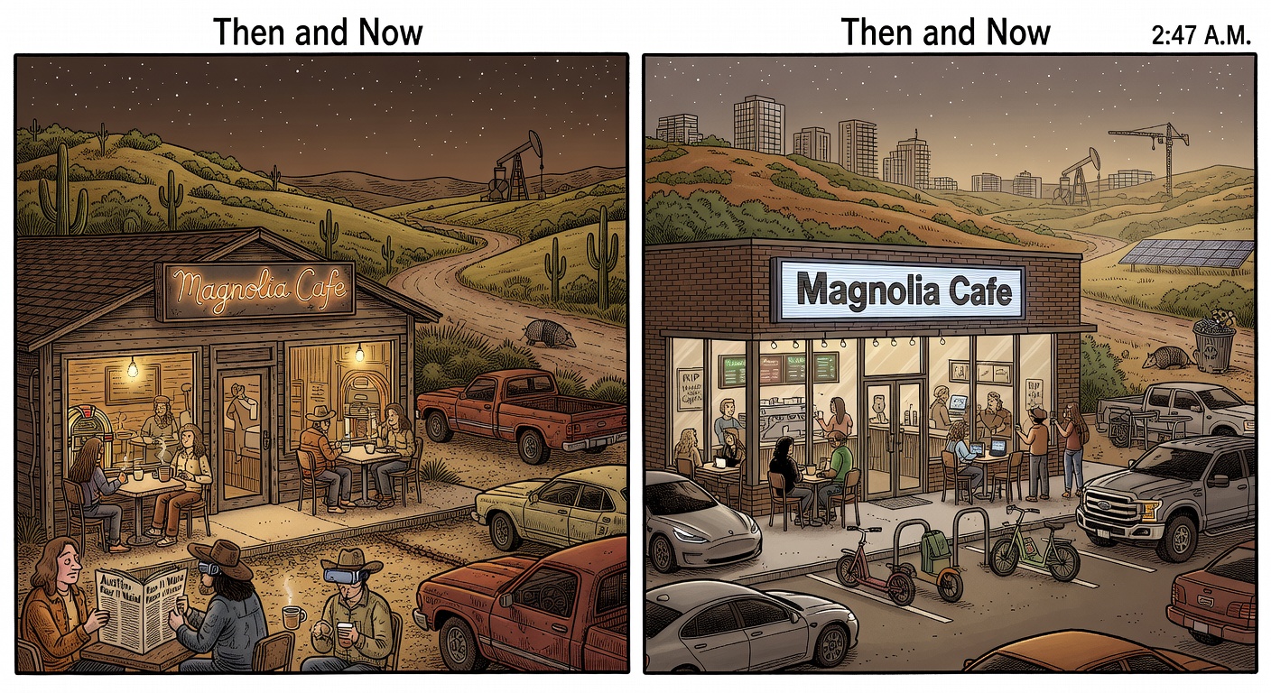 2:47 A.M. at the Magnolia Cafe, Then and Now