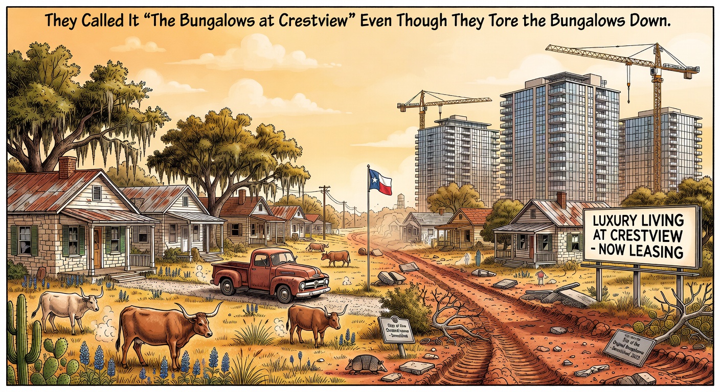 They Called It "The Bungalows at Crestview" Even Though They Tore the Bungalows Down